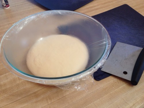 After the dough ball has doubled in size, it is ready to shape into loaves.