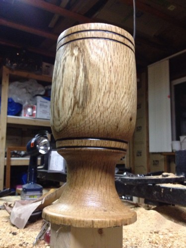 A beauty shot of the wood water goblet.