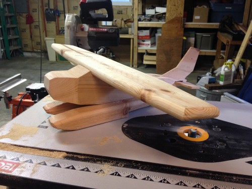An airplane whirligig is starting to take shape