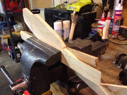 Using wood shims to protect wood workpieces in the bench vise