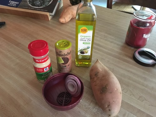 Ingredients for sweet potato hash browns