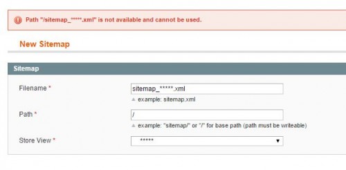 Error message from Magento when Setting up Sitemap