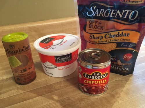 Cream, cheese and spices for tortilla chip dip