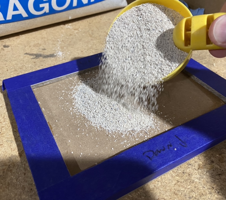 Adding sand for a dry fit test