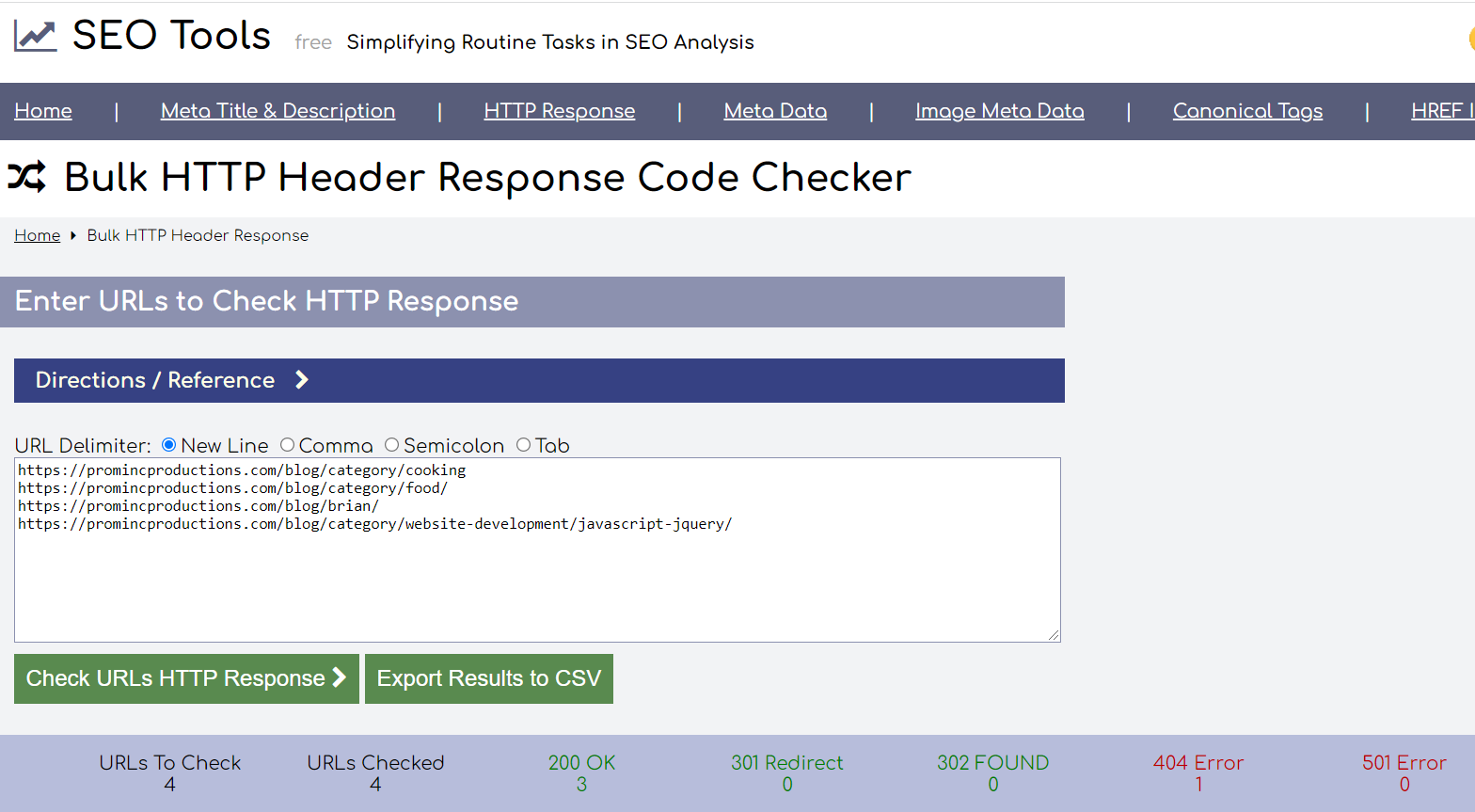 SEO Tool: Bulk HTTP Header Response Checker