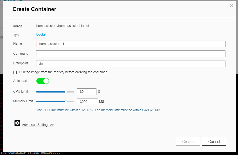 Basic container settings