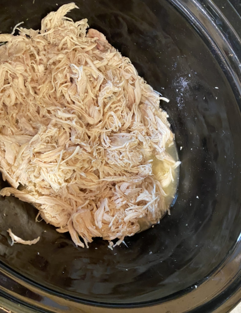 Chicken shredded in the crock pot