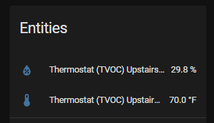 TVOC temperature and humidity entities in Home Assistant