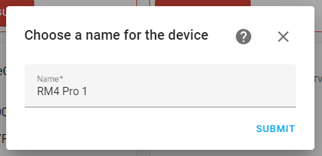 Set the BroadLink RM4 Pro name in the Home Assistant integration