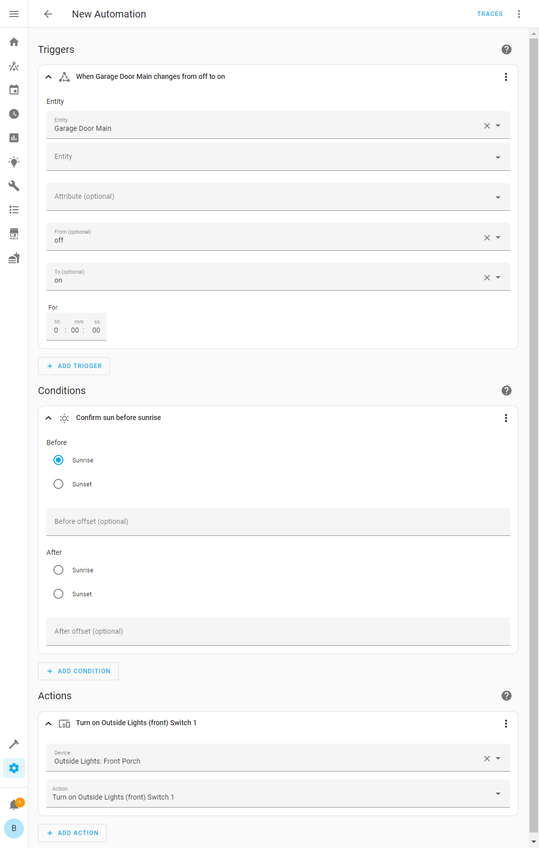Home Assistant Automate Lighting based on Time, Sunrise and Sunset