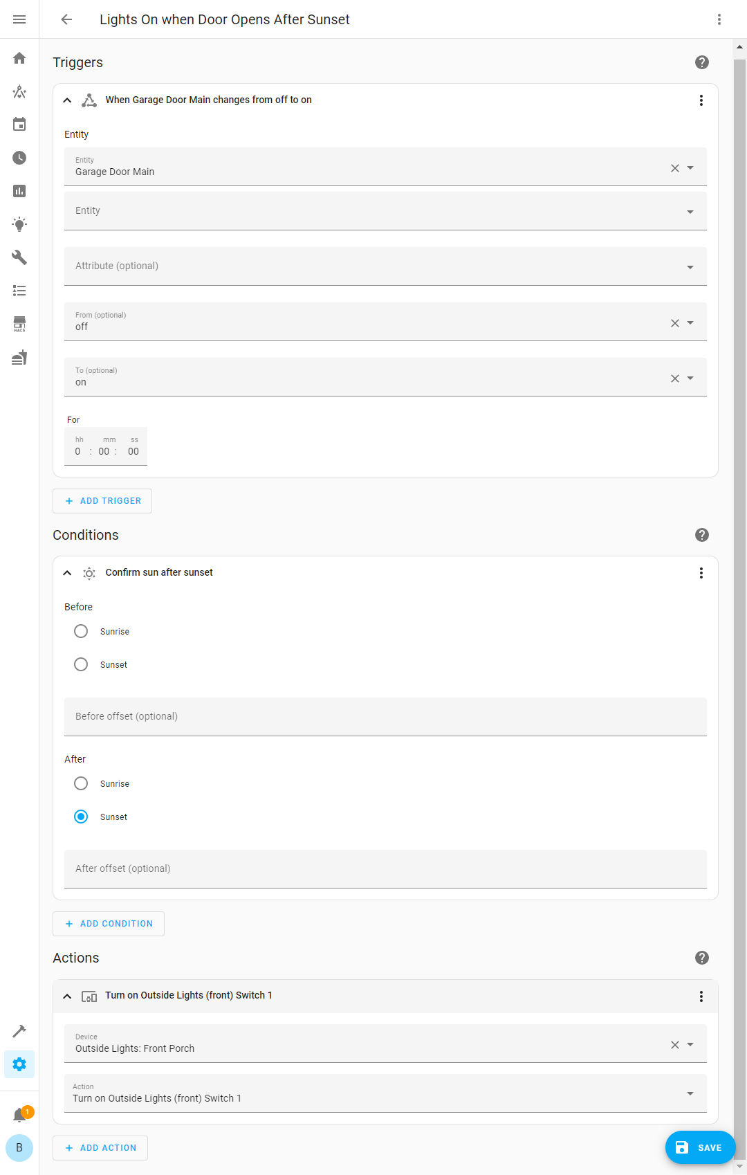 Home Assistant Automate Lighting based on Time, Sunrise and Sunset